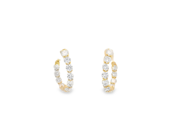 Open Oval Diamond Hoop Earrings