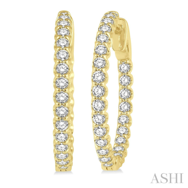 ASHI - IN & OUT DIAMOND HOOP EARRINGS - 1.50 TCW