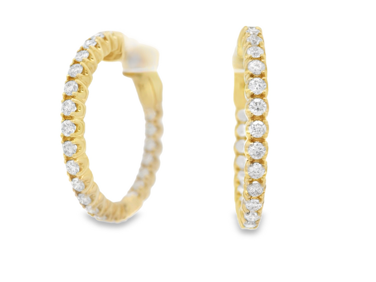 In & Out Diamond Hoop Earrings - 1 1/5 Ct