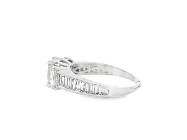 Emerald Cut 3 Stone Diamond Engagement Ring