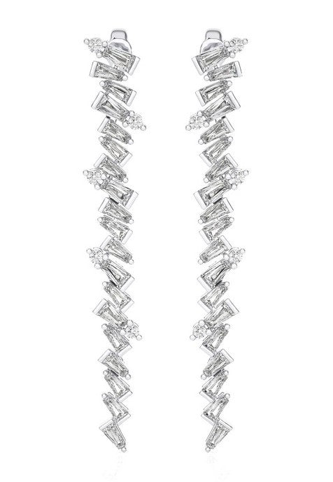 Tapered Baguette Diamond Dangle Earrings