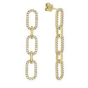 Diamond Paperclip Link Dangle Earrings