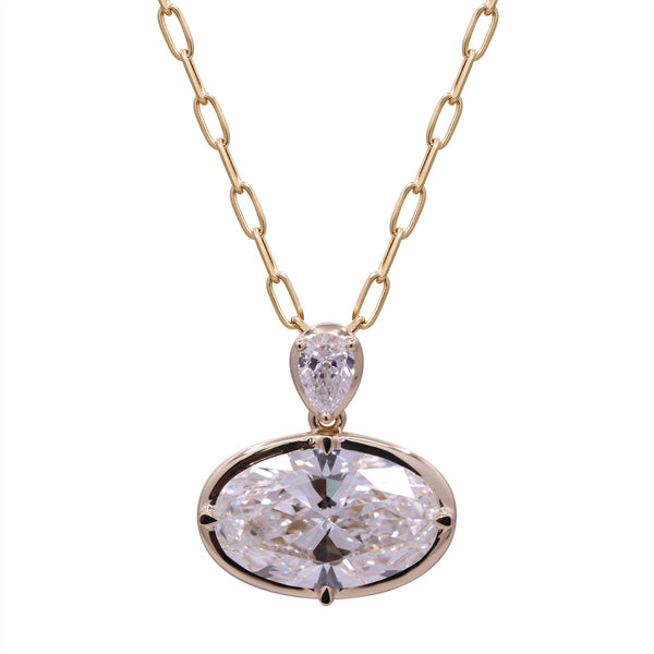 East/West Oval w/ Pear Accent Necklace - Lab Diamonds