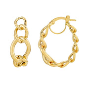 Yellow Gold Tube Link Hoop Earrings
