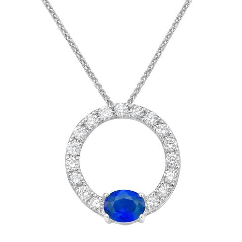 Sapphire & Diamond Open Circle Pendant