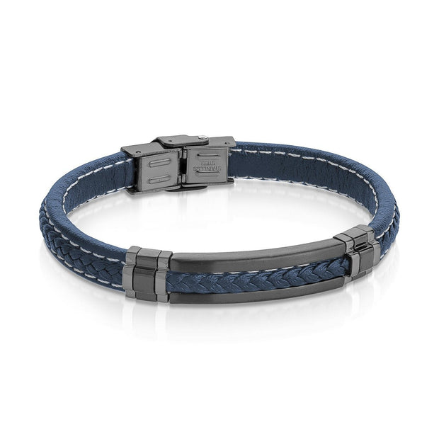 ITALGEM STEEL – BLUE LEATHER BRACELET