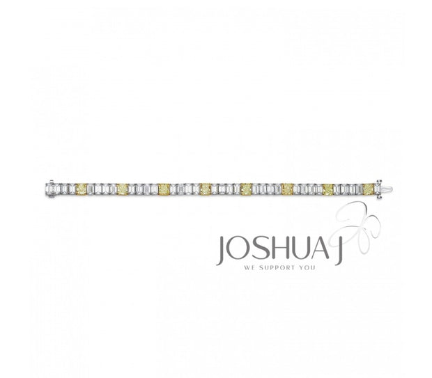 Yellow & White Diamond Tennis Bracelet - 19 Ct