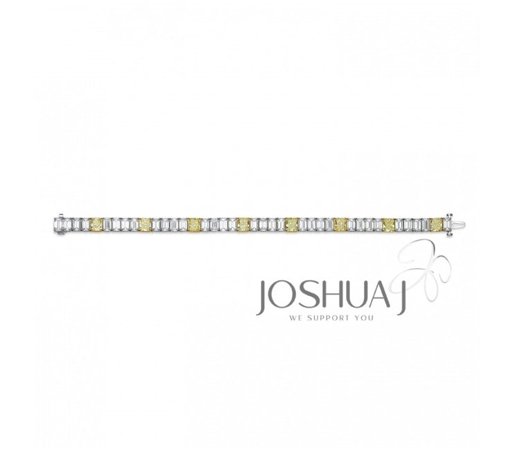 Yellow & White Diamond Tennis Bracelet - 19 Ct