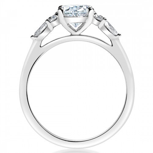 CLASSIQUE CREATIONS- OVAL, ROUND & PEAR DIAMOND CLUSTER ENGAGEMENT RING
