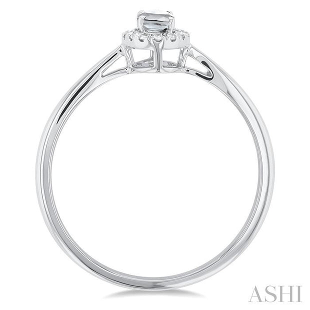 Oval Shape White Topaz & Halo Diamond Ring