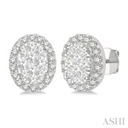 Ashi - Oval Diamond Cluster Post Earrings