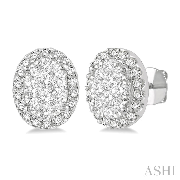 Ashi - Oval Diamond Cluster Post Earrings