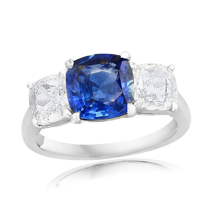 SAPPHIRE & DIAMOND 3 STONE RING