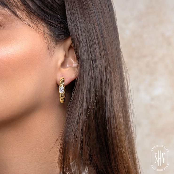 Shy Creation - Diamond Baguette Hoop Earring