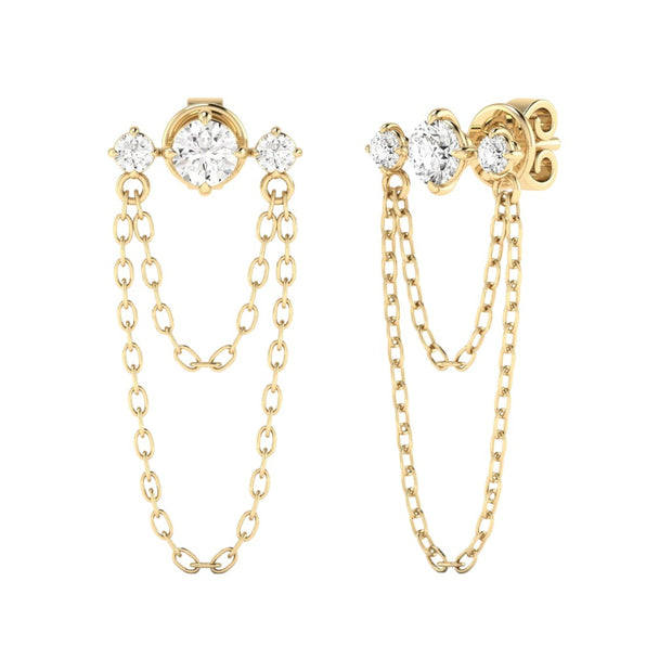 Diamond Bar with Chain Dangle Earrings
