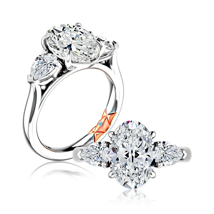 A Jaffe - Diamond 3 Stone Engagement Ring Setting