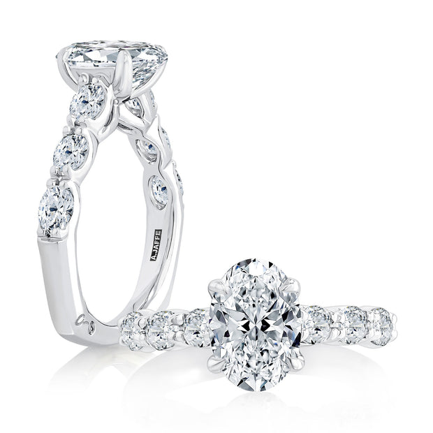 A Jaffe - Diamond Engagement Ring Setting for Oval Center