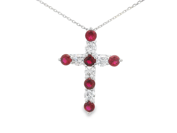 Ruby & Diamond Cross Pendant