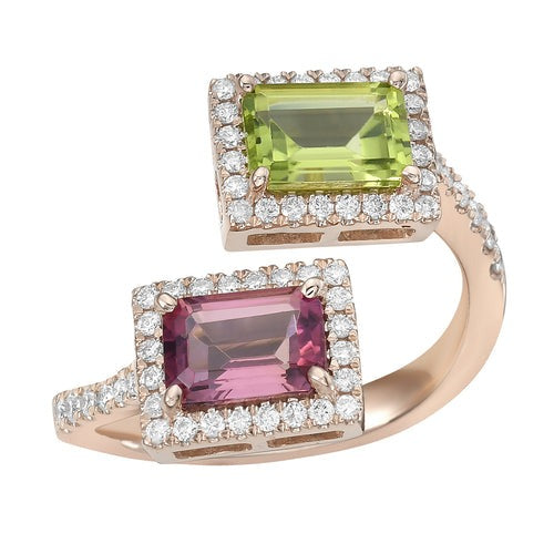 Pink Tourmaline & Peridot Ring