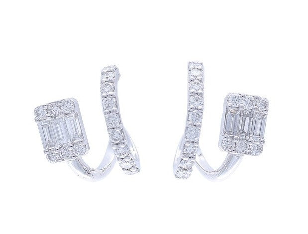 Emerald Cluster Diamond Post Earrings