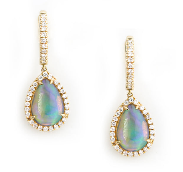 Opal And Diamond Dangle Earrings