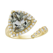 Mint Green Quartz & Diamond Bypass Ring