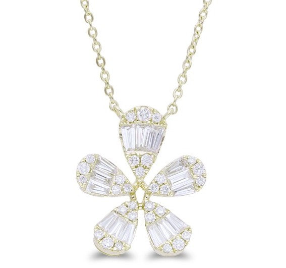 Diamond Cluster Flower Pendant
