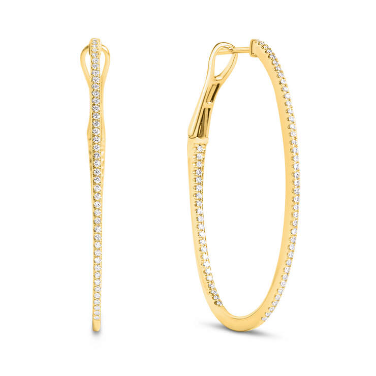 Diamond Oval Slim Hoop Earring