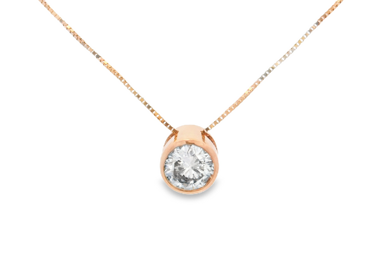 Rose Gold Diamond Solitaire Pendant - 2/3 Ct