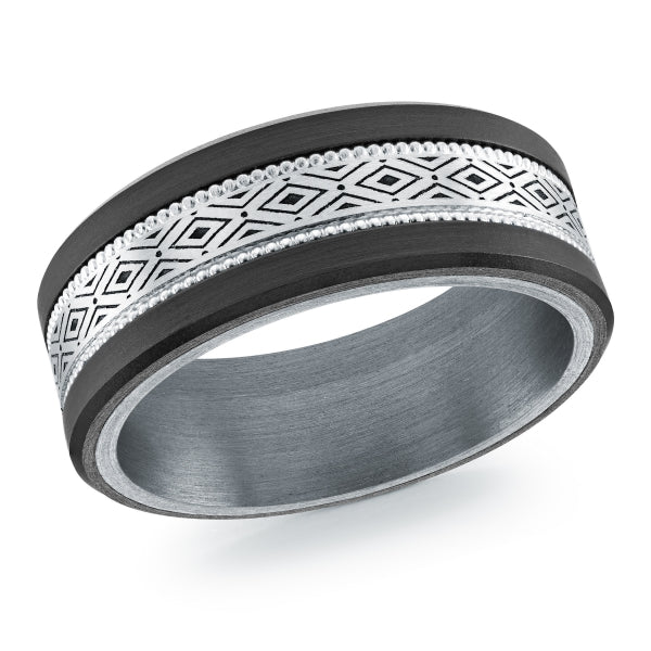 BLACK CARBON FIBER, GOLD & TANTALUM MARDINI WEDDING BAND