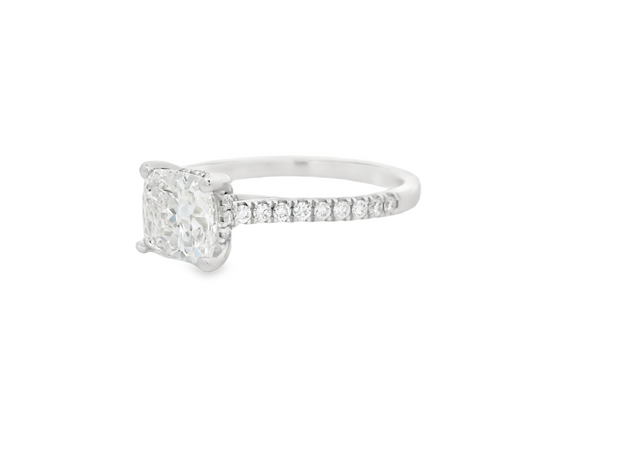 Diamond Engagement Ring - 1 1/2 Ct Cushion Center