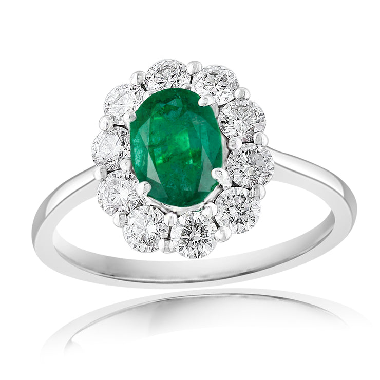EMERALD & DIAMOND FLOWER RING