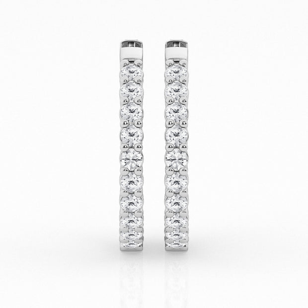 Diamond In & Out Hoop Earrings - 3 Ct