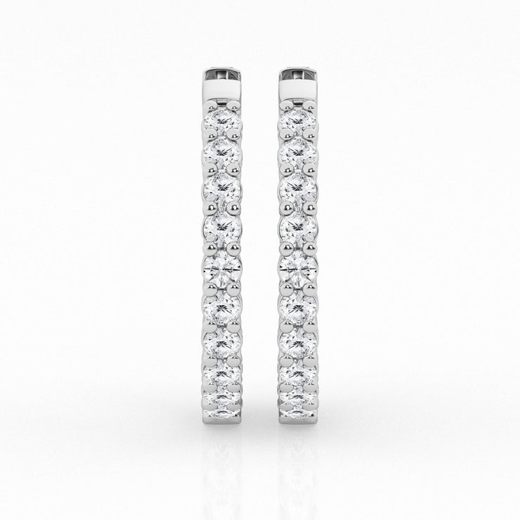 Diamond In & Out Hoop Earrings - 3 Ct