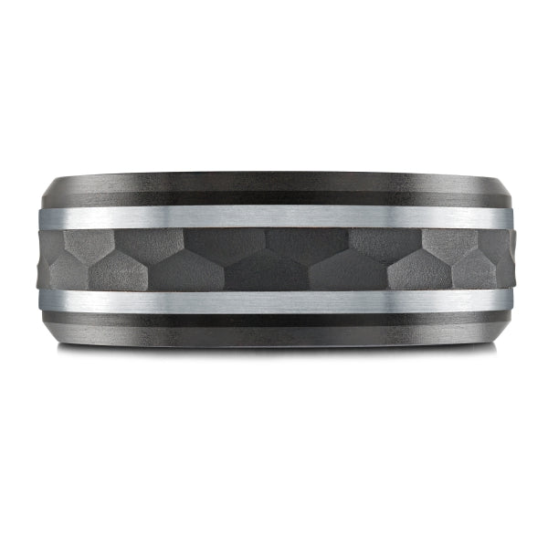 BLACK ZIRCONIUM, GOLD & CARBON FIBER MARDINI WEDDING BAND