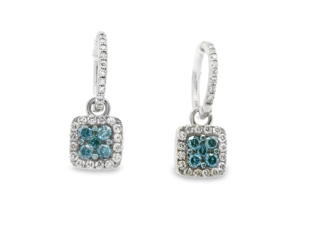 Blue, Pink, & White Diamond Reversible Dangle Earrings