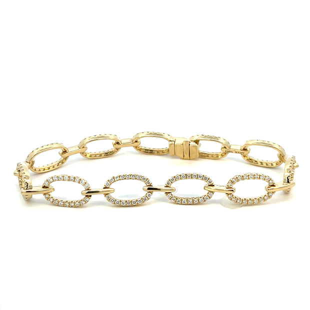 Pave Diamond Oval Link Bracelet