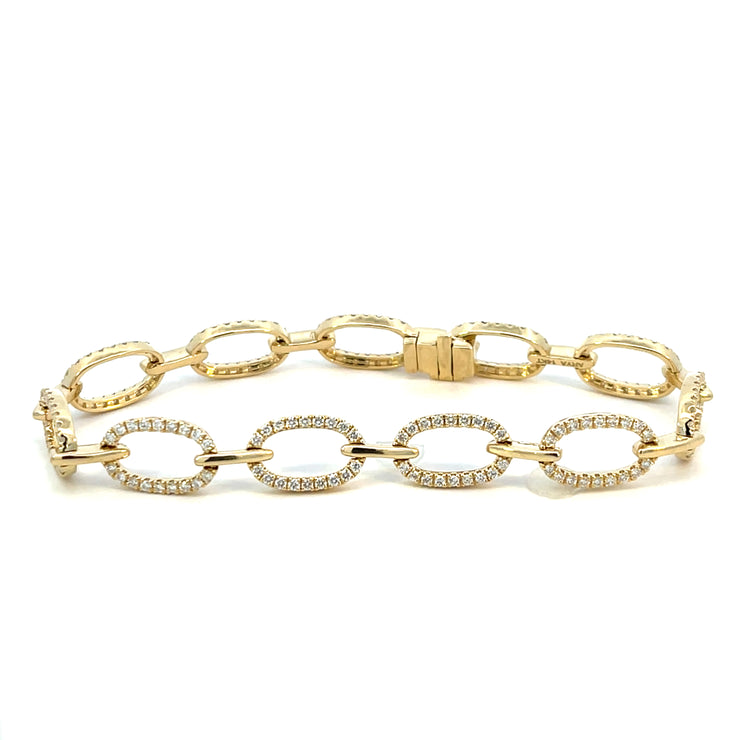 Pave Diamond Oval Link Bracelet