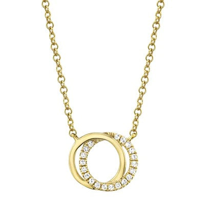 Shy Creation - Diamond Love Knot Circle Pendant Necklace
