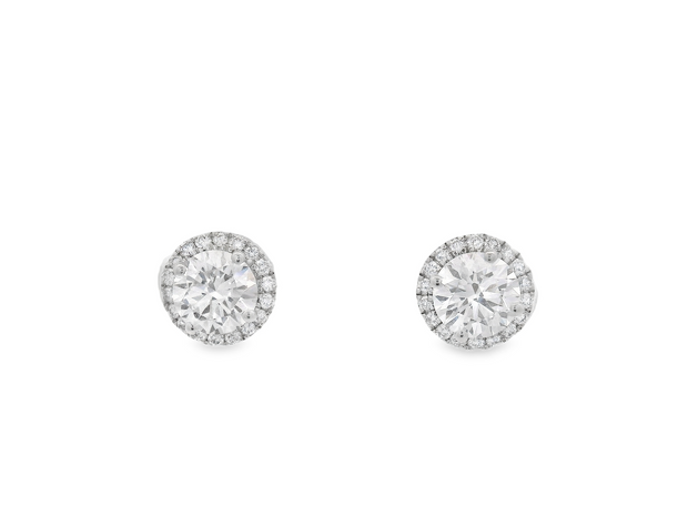 Diamond Halo Post Earrings