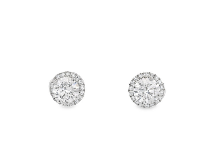 Diamond Halo Post Earrings