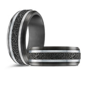 BLACK ZIRCONIUM, GOLD & CARBON FIBER MARDINI WEDDING BAND