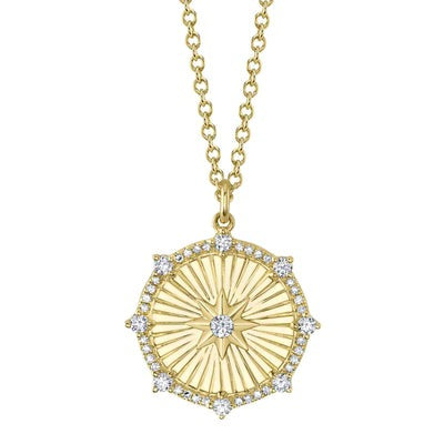 SHY CREATION - DIAMOND STARBURST DISC PENDANT