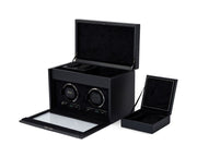 Wolf - British Racing Double Watch Winder With Storage - Black