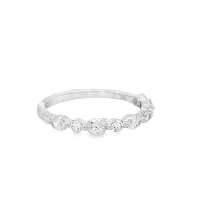 Alternating Shape Diamond Wedding Band - 3/4 Ct