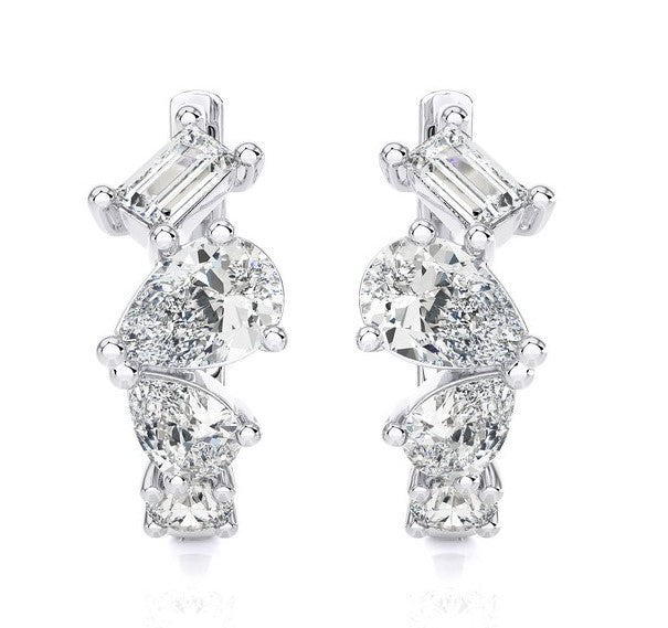 Multi Shape Diamond Hoop Earrings