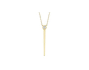 SHY CREATION - DIAMOND ABOVE TAPERED GOLD BAR PENDANT