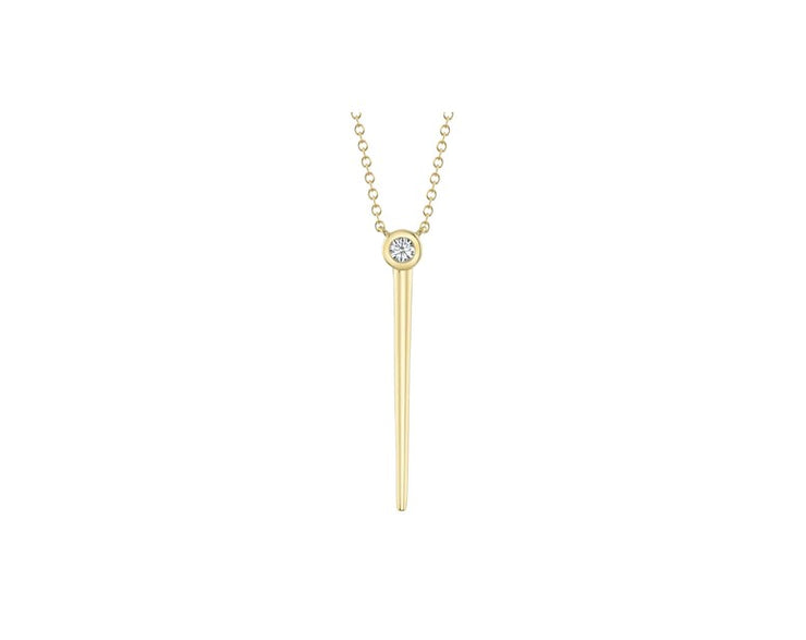 SHY CREATION - DIAMOND ABOVE TAPERED GOLD BAR PENDANT