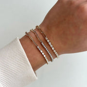 Half Diamond Tennis Bracelet on Paperclip Chain