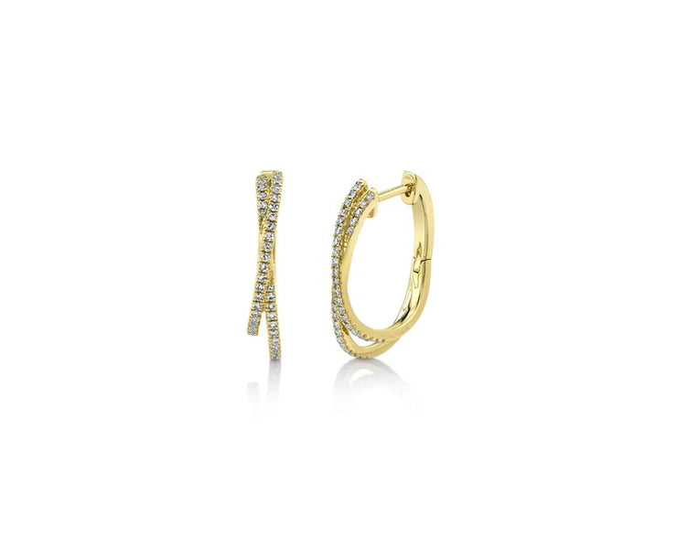 SHY CREATION - DIAMOND CRISS CROSS DOUBLE HOOP EARRINGS